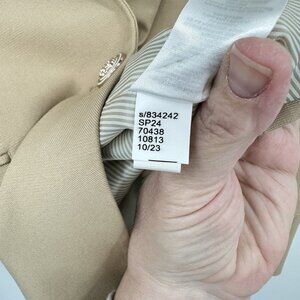 ANN TAYLOR longline blazer jacket bi stretch twill gold button preppy beige 6